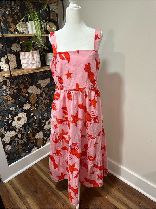 J. Crew Dresses & Skirts - J. Crew Pink Maxi Dress with Red Starfish & Shell Print